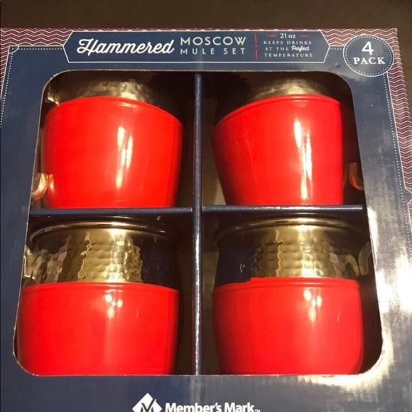Hammered Moscow Mule 4 Piece set Red - Picture 2 of 6
